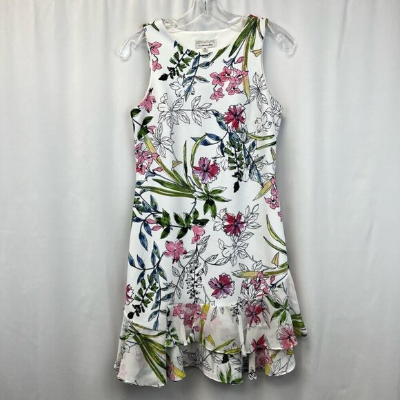Signature Womens A Line Dress Multicolor Floral Stretch Knit Petites S Petite - Picture 1 of 10